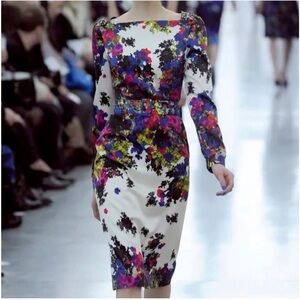 ERDEM Multicolor Floral Long Sleeve Dress
